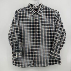 Oak Hill Button Down Shirt Men 1XL Blue Plaid Cotton Wrinkle Free Cool & Dry